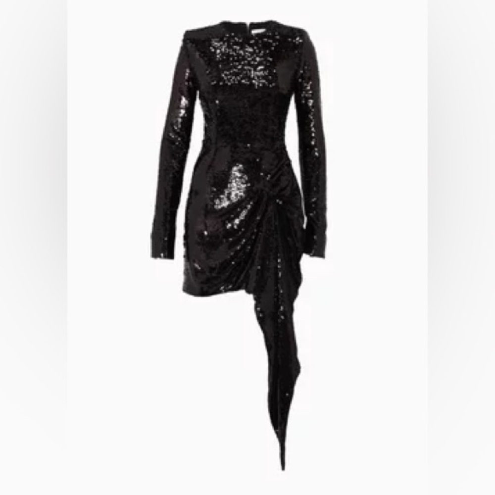 16ARLINGTON Black Sequin Ruched Dress. - Picture 6 of 9